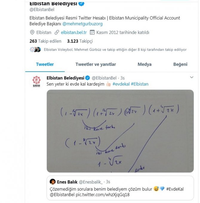 Çözemediği soruyu tweet attı, belediye cevapladı