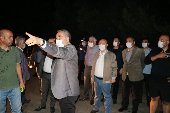 Vali ve Belediye Başkanı yangında inceleme yaptılar